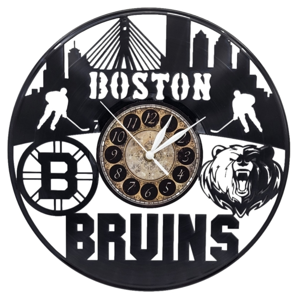 BOSTON BRUINS vinyl record clocks
